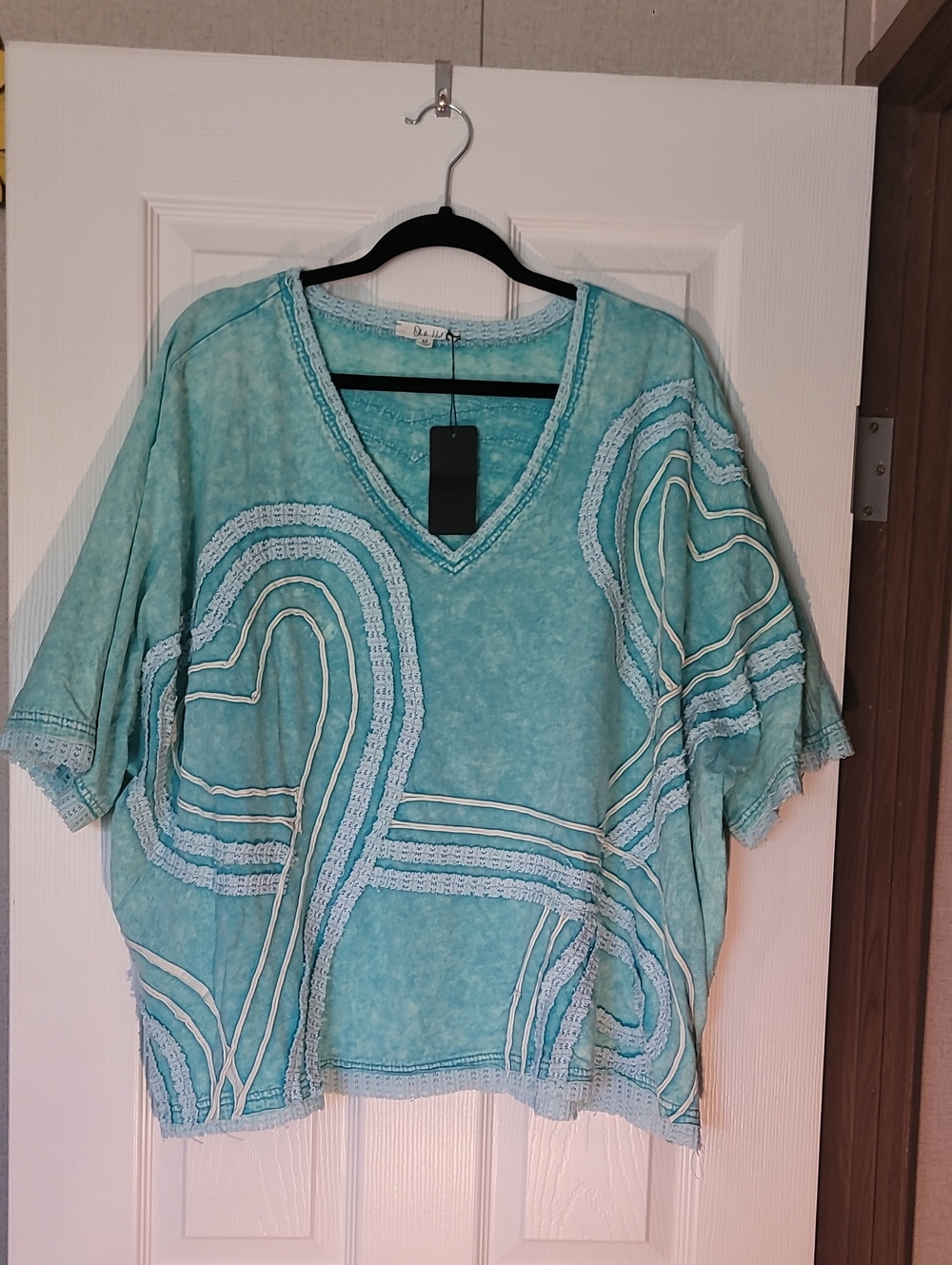 Oli & Hali Boho Turquoise V-Neck Women's Top